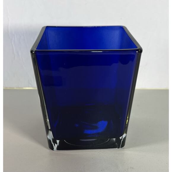 Teleflora Buffalo Bills Blue‎ Square Cased Glass Vase / Planter ~ Made in Poland - Picture 2 of 7